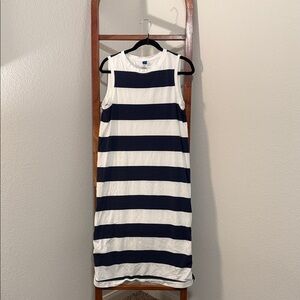 Old Navy Navy and White Striped Sleeveless Tank T Midi Dress Size Medium